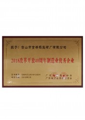 2018刷新开放40周年制造业优异企业